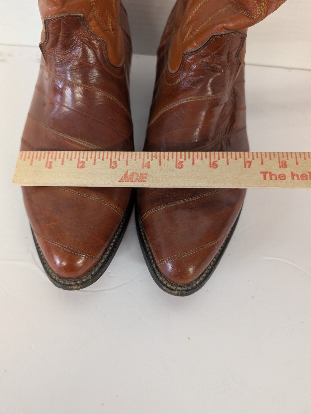 Boots  Men's Cowboy Western Brown Exotic Leather Cowboy Boots Size 11 - Picture 14 of 16